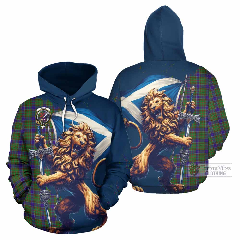 Adam Tartan Family Crest Hoodie with Scottish Majestic Lion