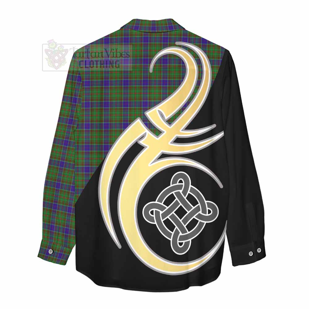 Tartan Vibes Clothing Adam Tartan Women's Casual Shirt with Family Crest and Celtic Symbol Style