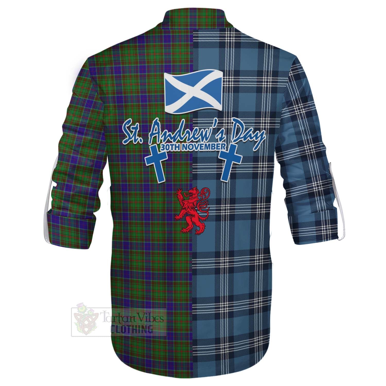 Tartan Vibes Clothing Adam Tartan Ghillie Kilt Shirt Happy St. Andrew's Day Half Tartan Style