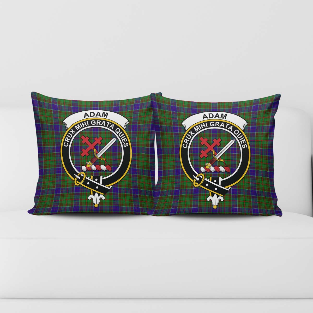 Adam Tartan Pillow Cover with Family Crest - Tartanvibesclothing