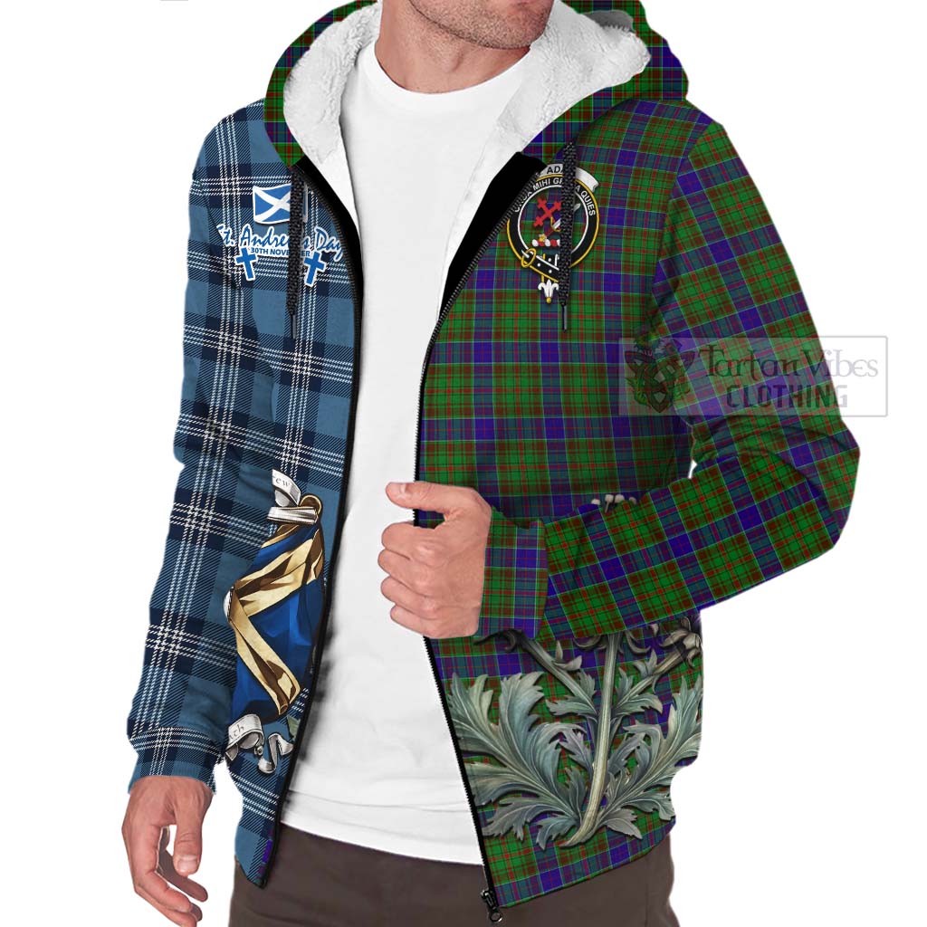 Tartan Vibes Clothing Adam Tartan Sherpa Hoodie Happy St. Andrew's Day Half Tartan Style