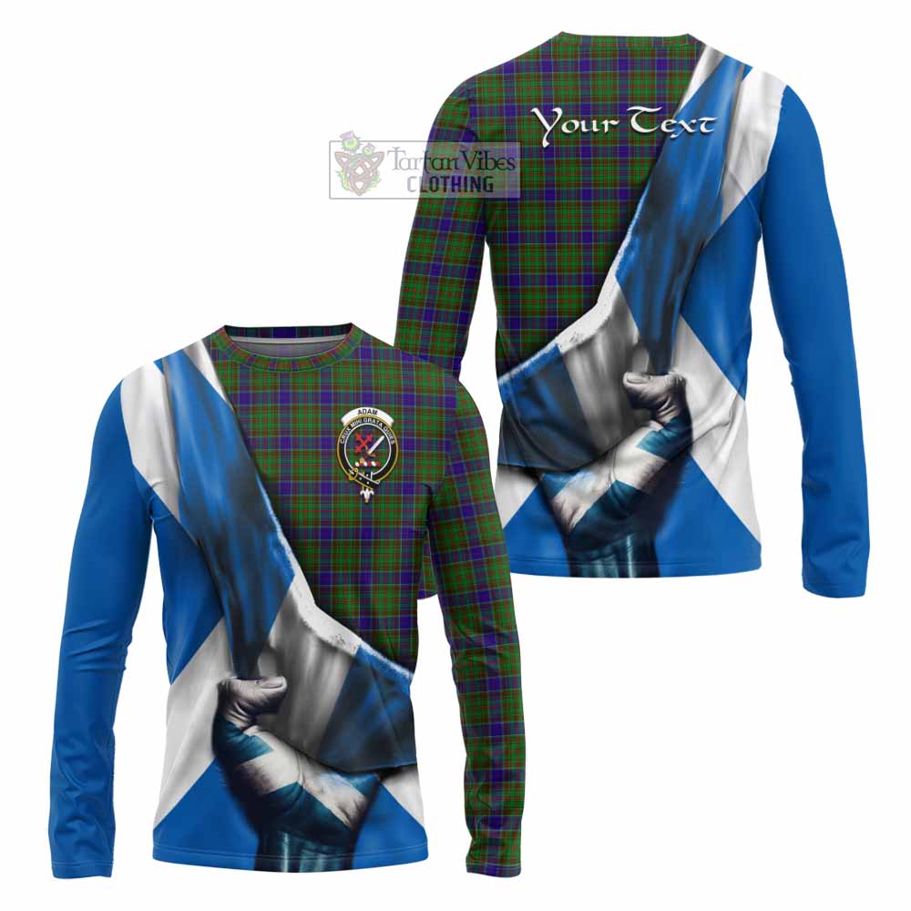 Tartan Vibes Clothing Adam Tartan Long Sleeve T-Shirt with Family Crest Scotland Patriotic Style