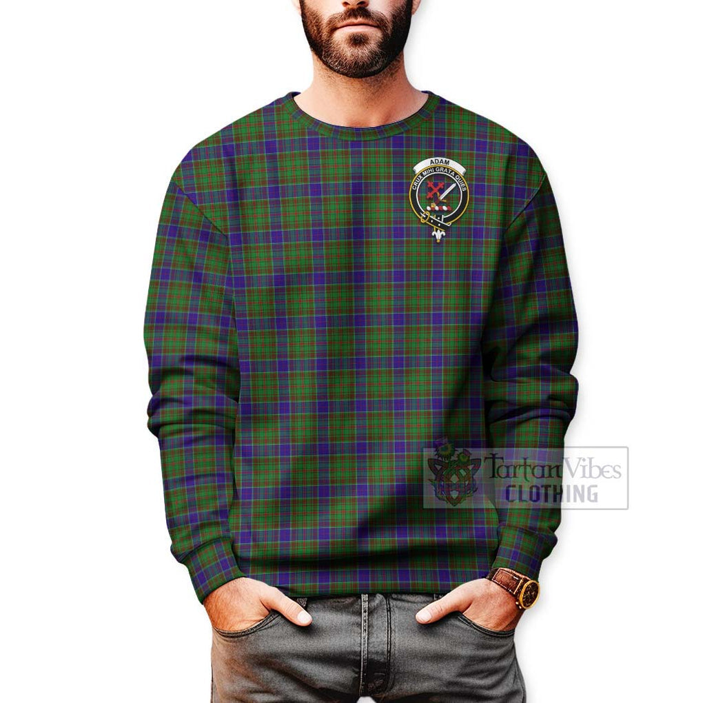 Tartan Vibes Clothing Adam Tartan Sweatshirt with Family Crest and Bearded Skull Holding Bottles of Whiskey