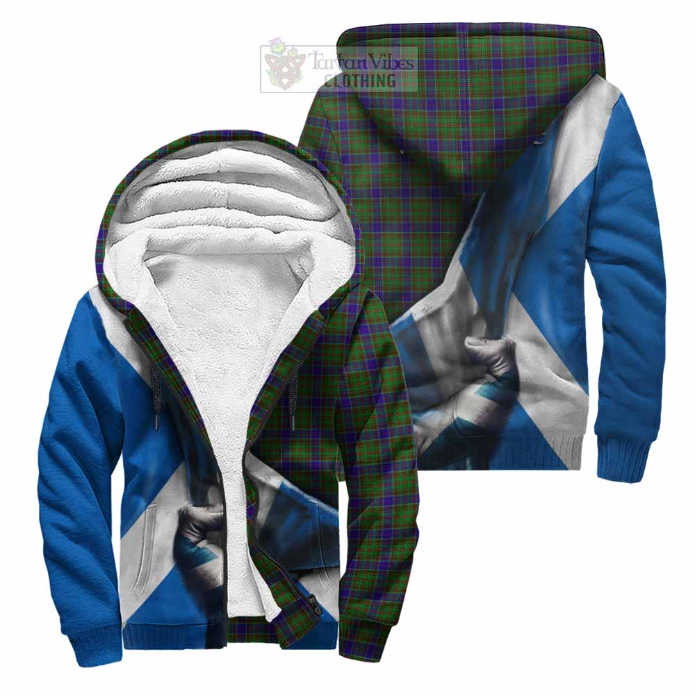 Tartan Vibes Clothing Adam Tartan Sherpa Hoodie with Family Crest Scotland Patriotic Style