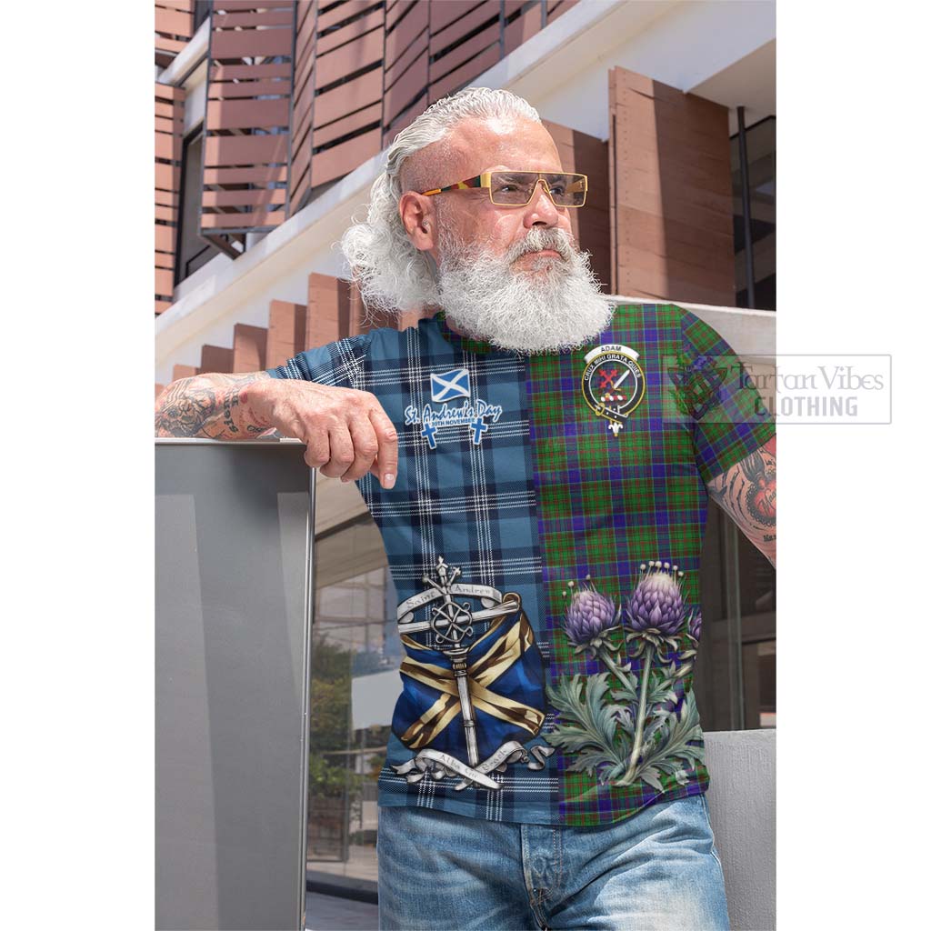 Tartan Vibes Clothing Adam Tartan Cotton T-shirt Happy St. Andrew's Day Half Tartan Style