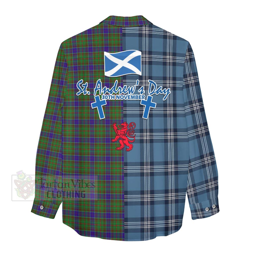 Tartan Vibes Clothing Adam Tartan Women's Casual Shirt Happy St. Andrew's Day Half Tartan Style