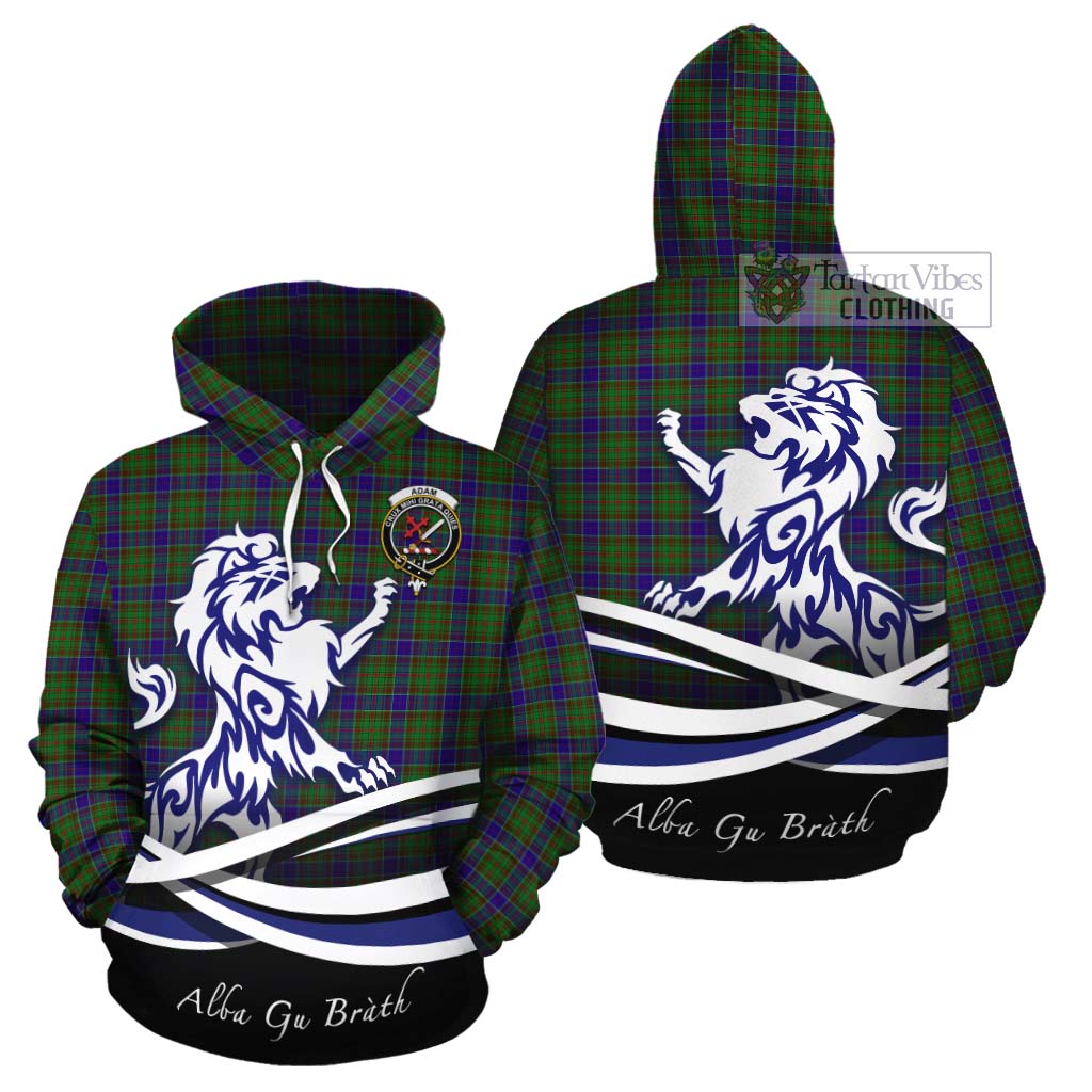 Tartan Vibes Clothing Adam Tartan Cotton Hoodie with Alba Gu Brath Regal Lion Emblem