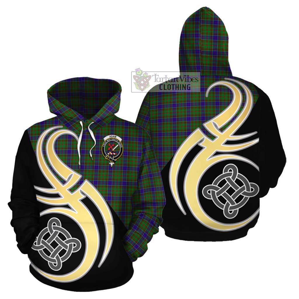 Tartan Vibes Clothing Adam Tartan Cotton Hoodie with Family Crest and Celtic Symbol Style