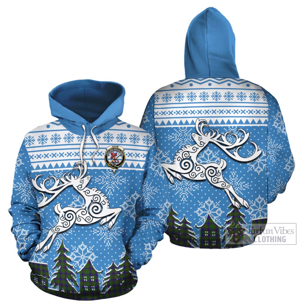 Tartan Vibes Clothing Adam Clan Christmas Cotton Hoodie Celtic Reindeer Style