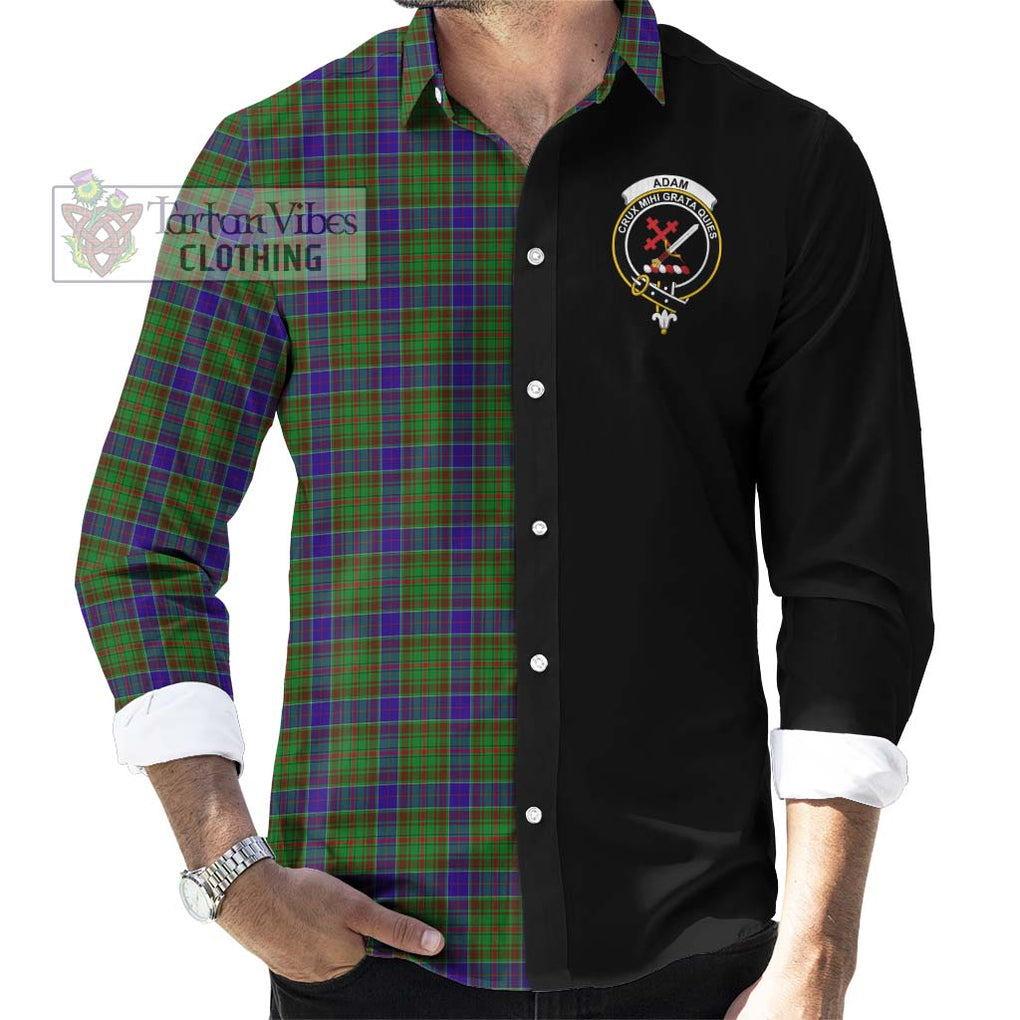 Adam Tartan Long Sleeve Button Shirt with Family Crest and Half Of Me Style - Tartanvibesclothing Shop