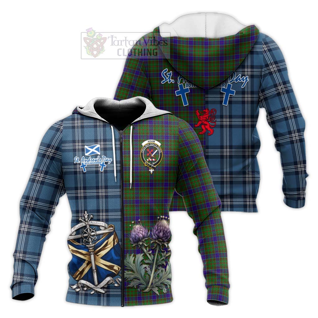 Tartan Vibes Clothing Adam Tartan Knitted Hoodie Happy St. Andrew's Day Half Tartan Style