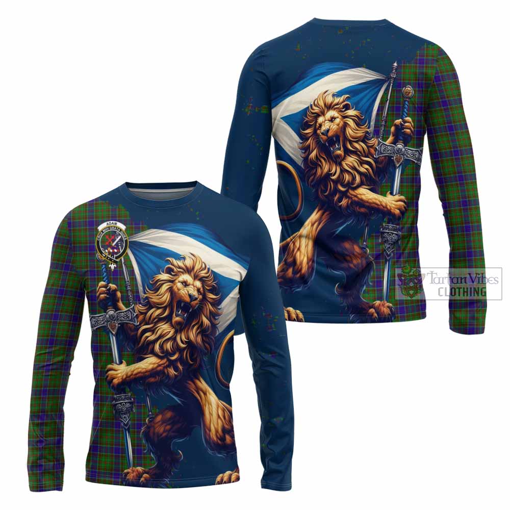 Tartan Vibes Clothing Adam Tartan Family Crest Long Sleeve T-Shirt with Scottish Majestic Lion