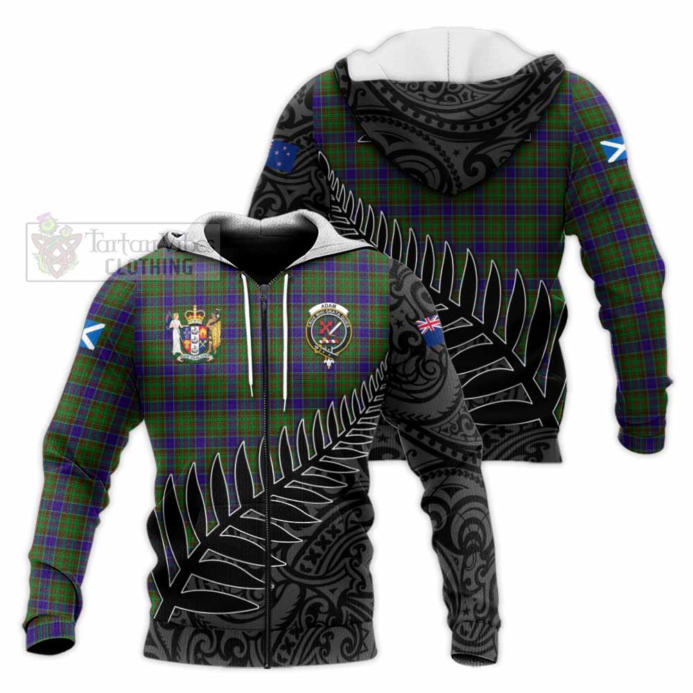 Tartan Vibes Clothing Adam Crest Tartan Knitted Hoodie with New Zealand Silver Fern Half Style