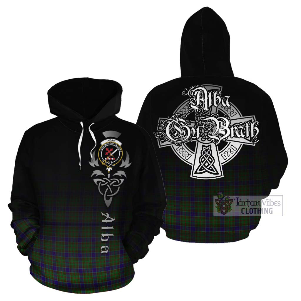 Tartan Vibes Clothing Adam Tartan Cotton Hoodie Featuring Alba Gu Brath Family Crest Celtic Inspired