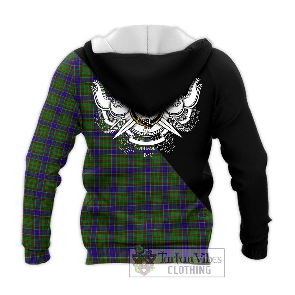 Adam Tartan Knitted Hoodie with Family Crest and Military Logo Style - Tartanvibesclothing Shop