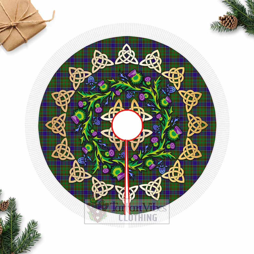 Tartan Vibes Clothing Adam Tartan Christmas Tree Skirt with Thistle Celtic Knot Style