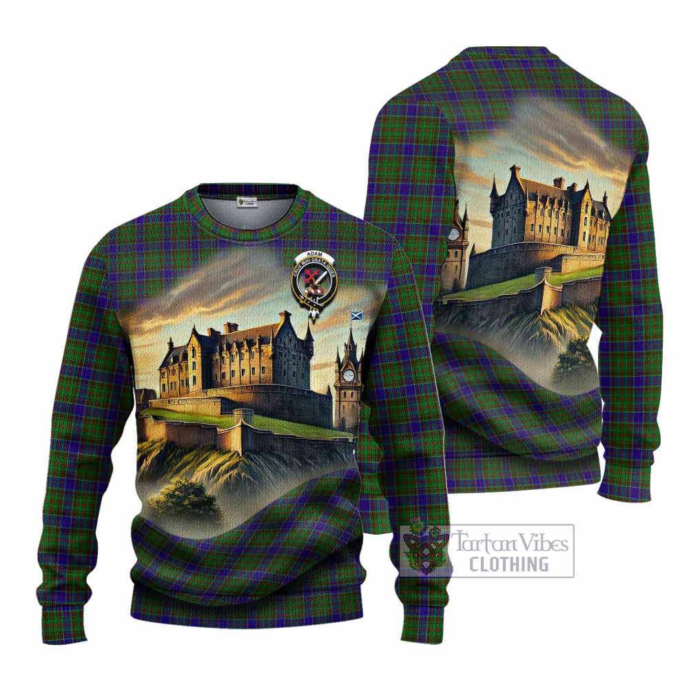 Adam Tartan Family Crest Knitted Sweater with Scottish Ancient Castle Style - Tartan Vibes Clothing