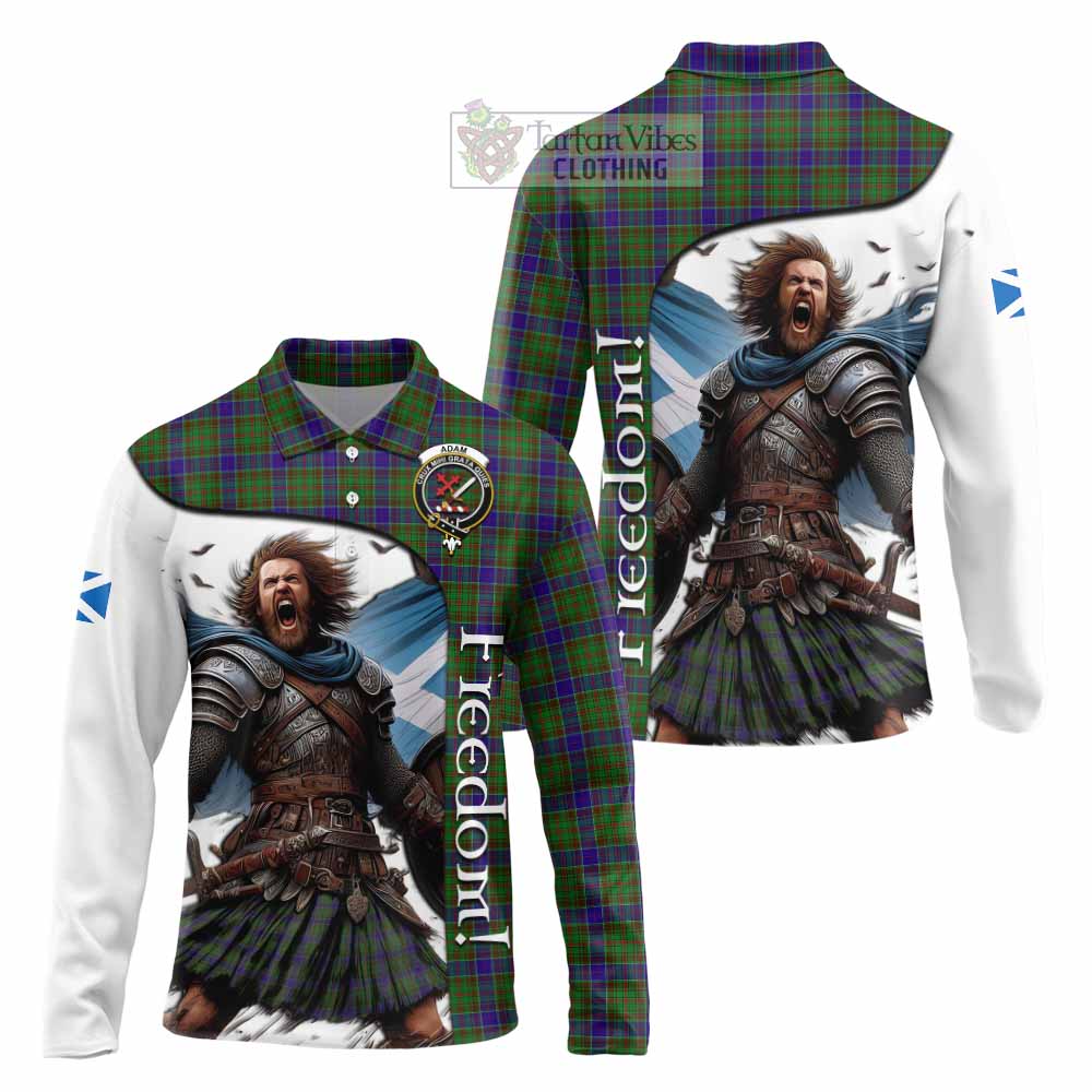 Tartan Vibes Clothing Adam Crest Tartan Long Sleeve Polo Shirt Inspired by the Freedom of Scottish Warrior