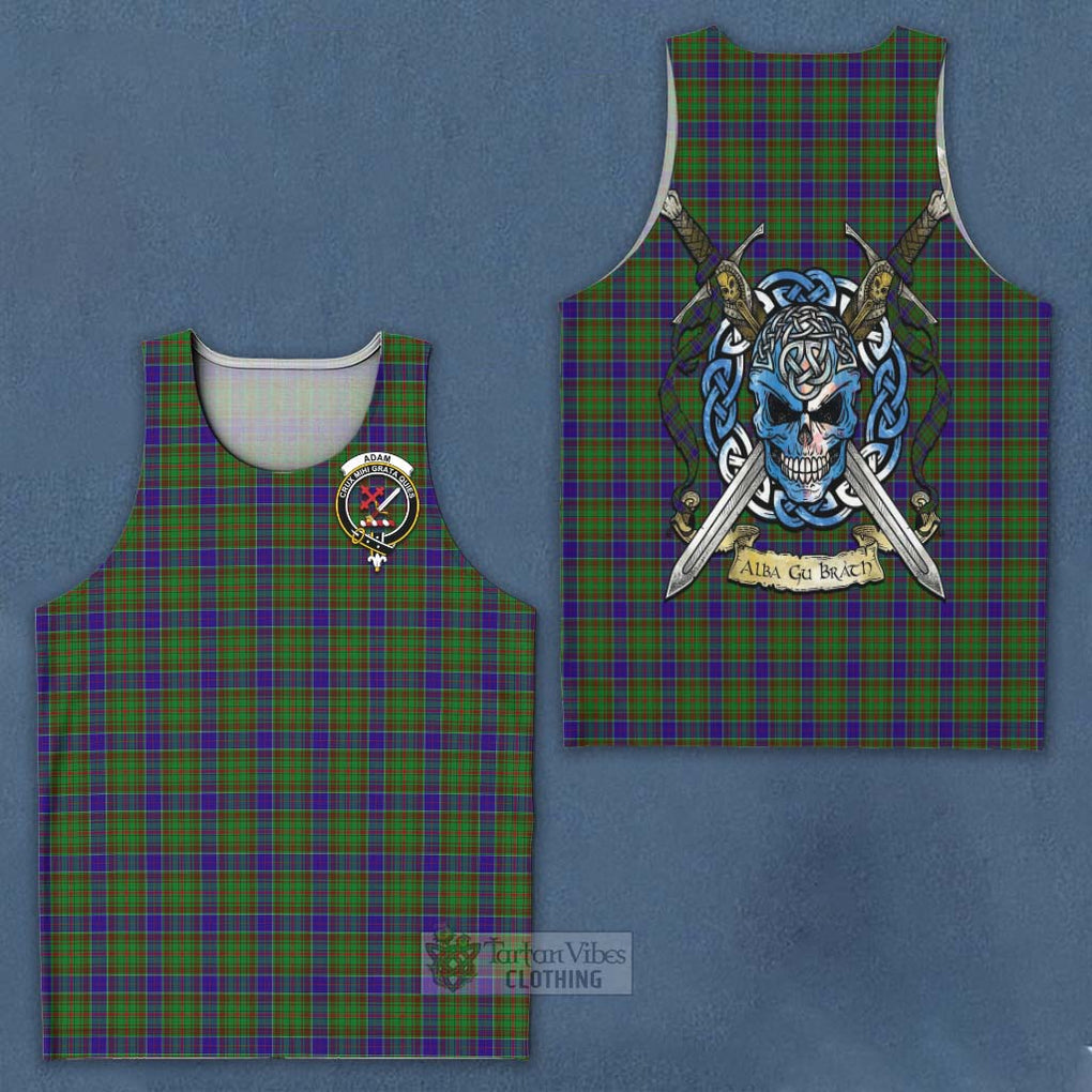 Tartan Vibes Clothing Adam Tartan Men's Tank Top with Family Crest Celtic Skull Style