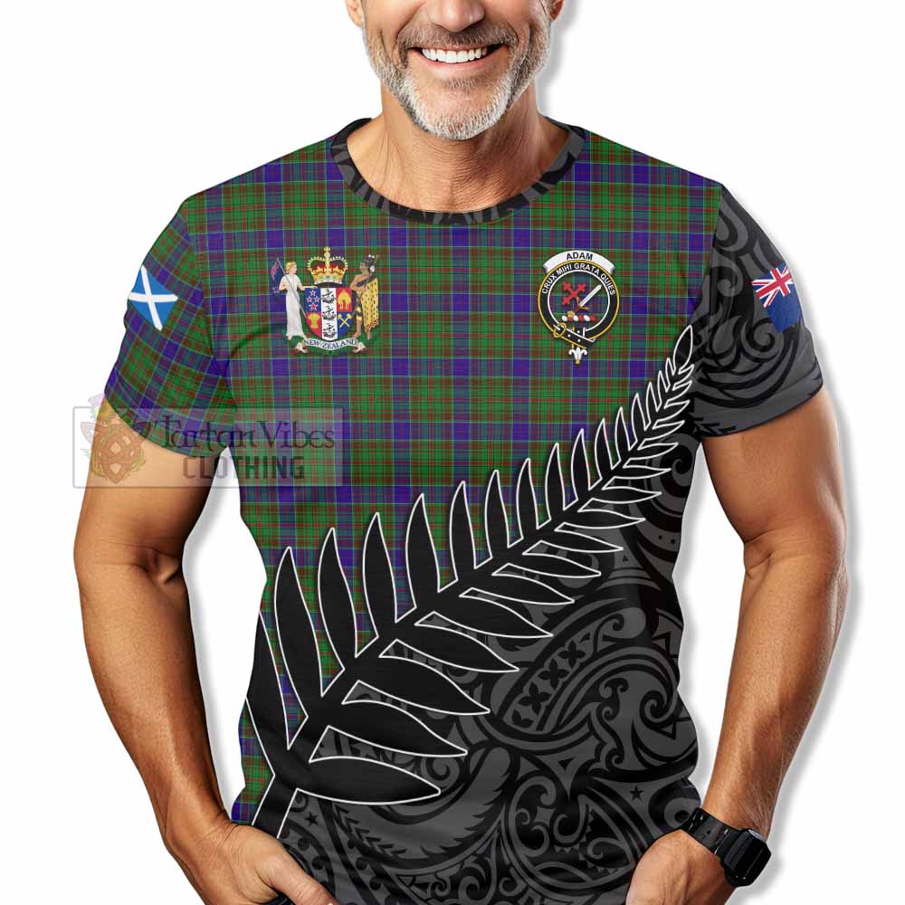 Tartan Vibes Clothing Adam Crest Tartan T-Shirt with New Zealand Silver Fern Half Style