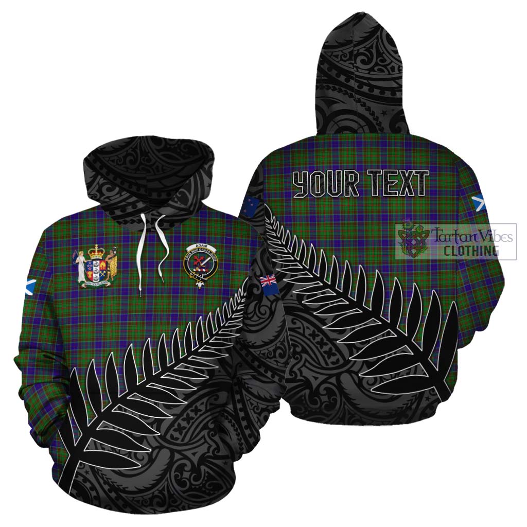 Tartan Vibes Clothing Adam Crest Tartan Cotton Hoodie with New Zealand Silver Fern Half Style