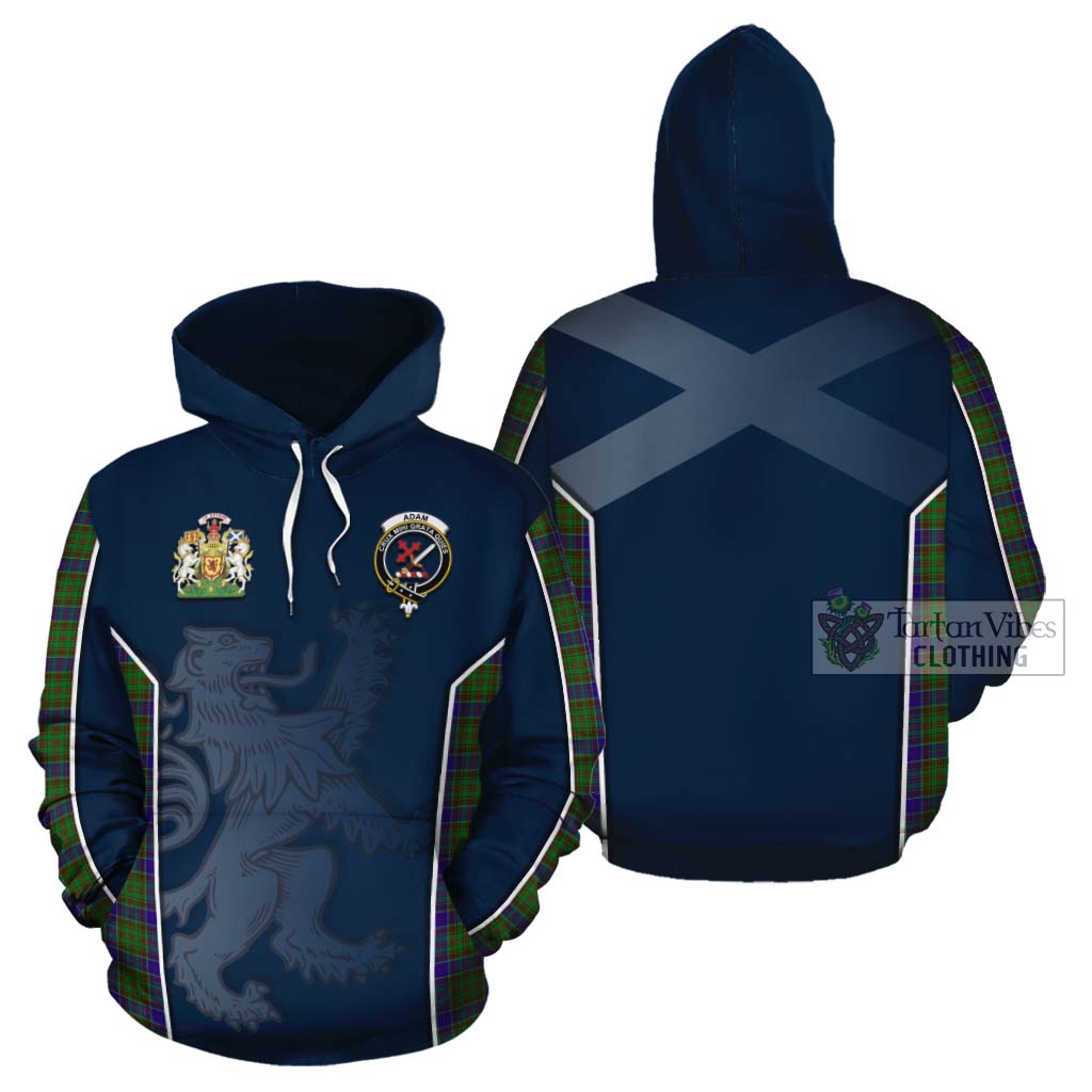 Tartan Vibes Clothing Adam Tartan Cotton Hoodie with Family Crest and Lion Rampant Vibes Sport Style