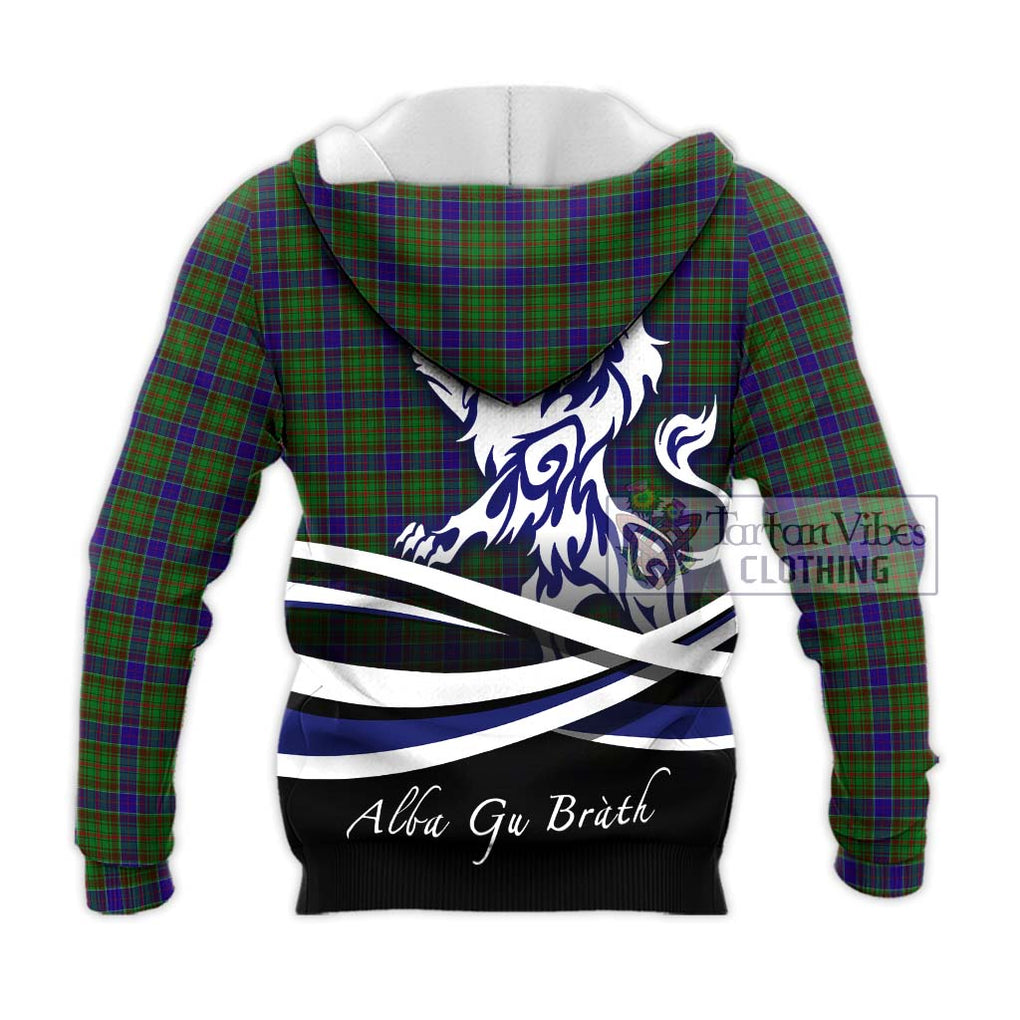 Adam Tartan Knitted Hoodie with Alba Gu Brath Regal Lion Emblem - Tartanvibesclothing Shop