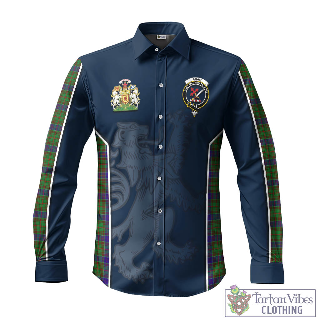 Tartan Vibes Clothing Adam Tartan Long Sleeve Button Up Shirt with Family Crest and Lion Rampant Vibes Sport Style