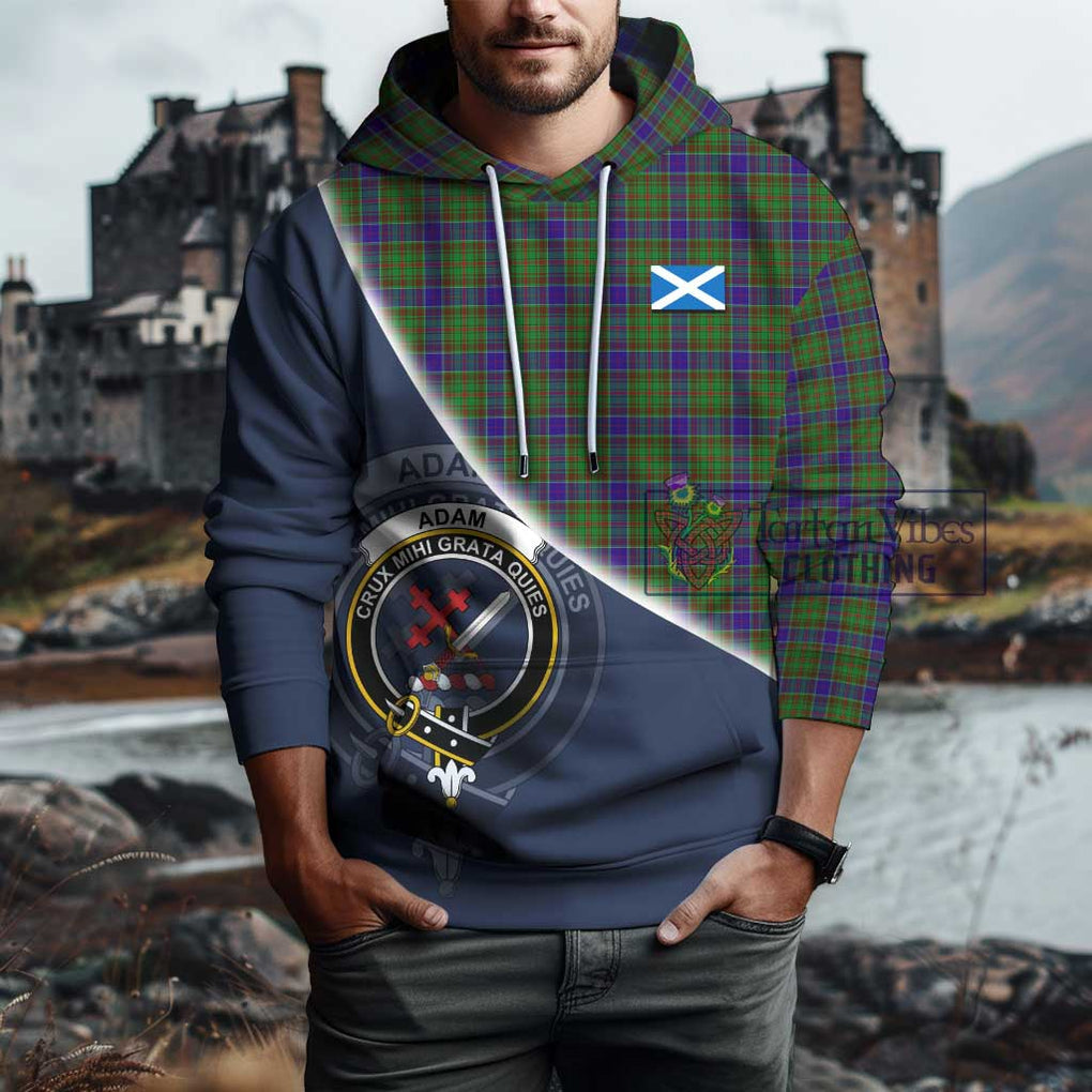 Adam Tartan Hoodie with Personalised National Flag and Family Crest Half Style - Tartanvibesclothing Shop