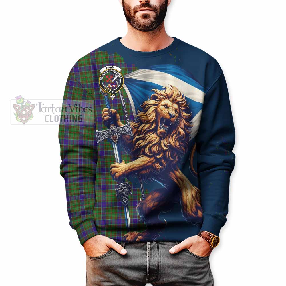 Tartan Vibes Clothing Adam Tartan Family Crest Sweatshirt with Scottish Majestic Lion