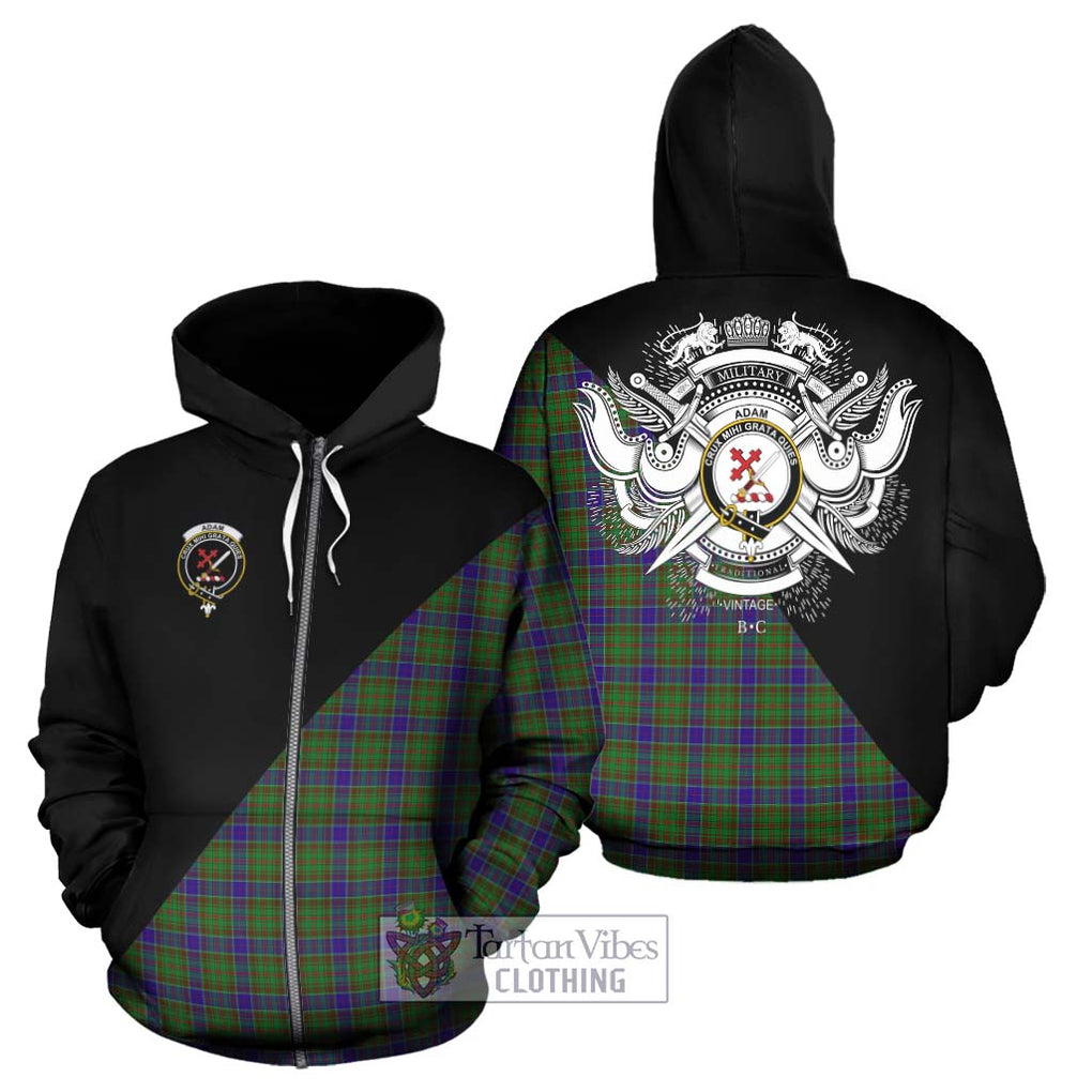 Adam Tartan Hoodie with Family Crest and Military Logo Style - Tartanvibesclothing Shop