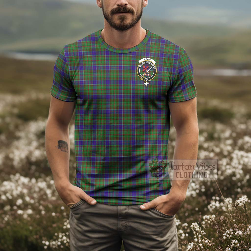 Tartan Vibes Clothing Adam Tartan T-Shirt with Family Crest and Bearded Skull Holding Bottles of Whiskey