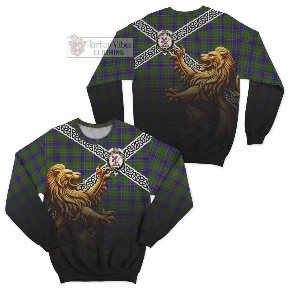 Adam Crest Tartan Sweatshirt with Golden Lion Emblem Celtic Style - Tartan Vibes Clothing