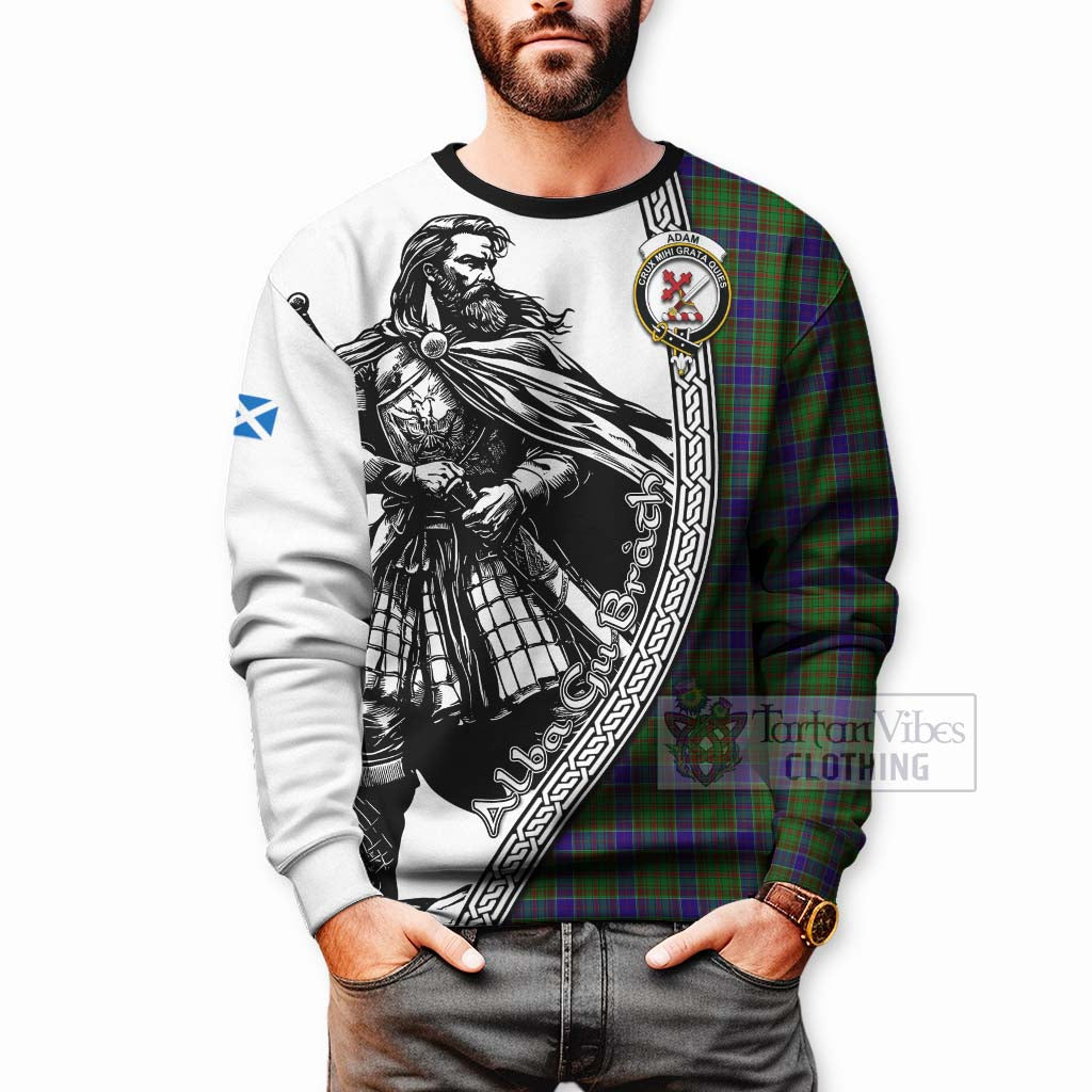 Tartan Vibes Clothing Adam Tartan Clan Crest Sweatshirt with Highlander Warrior Celtic Style