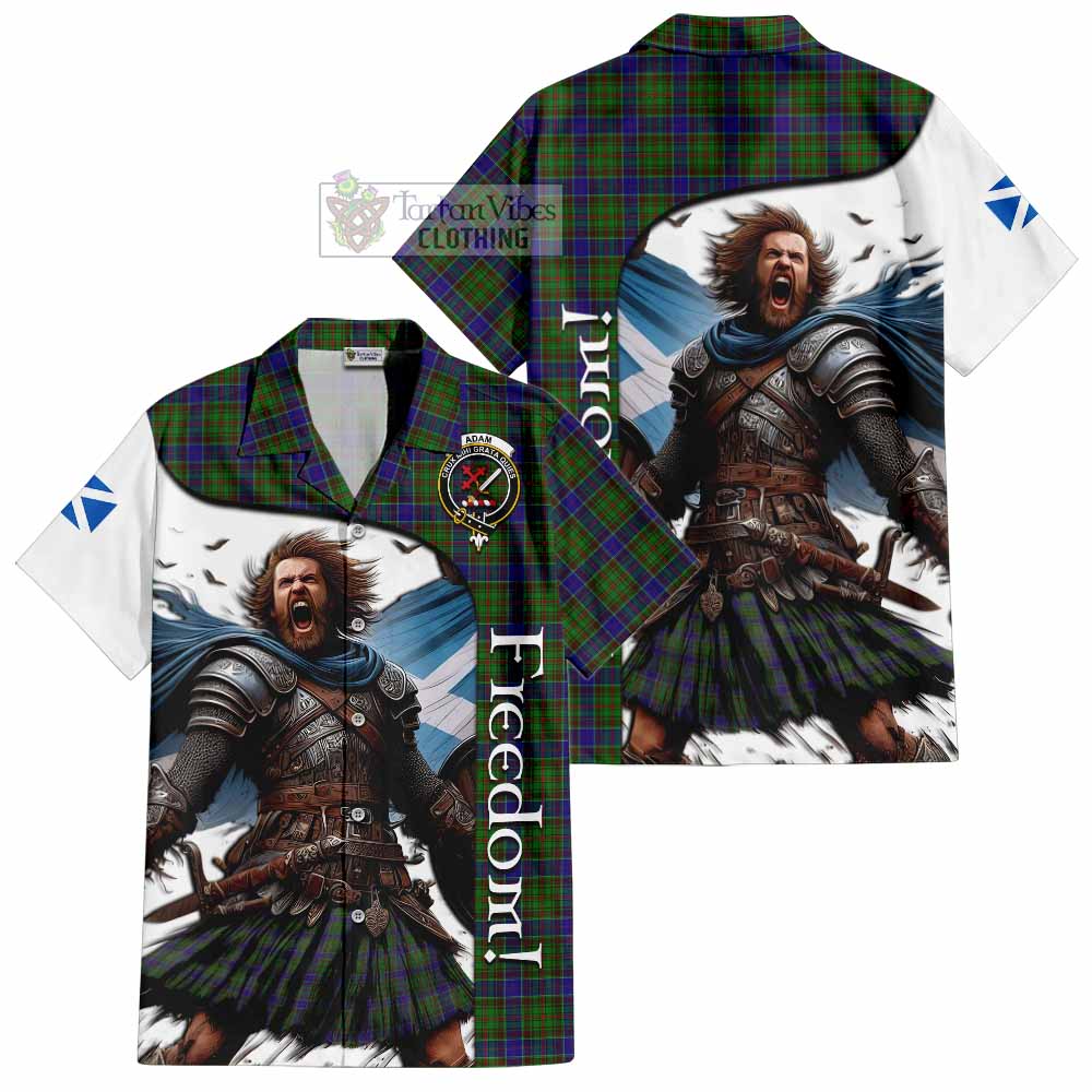 Tartan Vibes Clothing Adam Crest Tartan Short Sleeve Button Shirt Inspired by the Freedom of Scottish Warrior