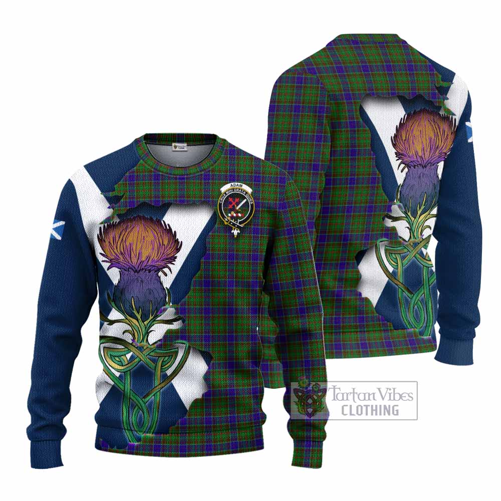 Adam Tartan Family Crest Knitted Sweater Scottish Thistle Celtic Inspired - Tartan Vibes Clothing