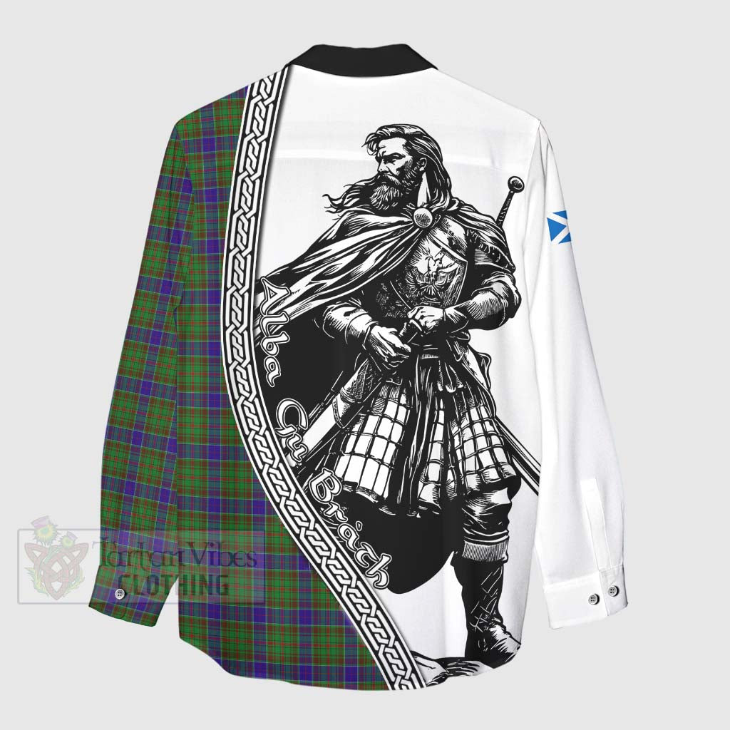 Tartan Vibes Clothing Adam Tartan Clan Crest Women's Casual Shirt with Highlander Warrior Celtic Style