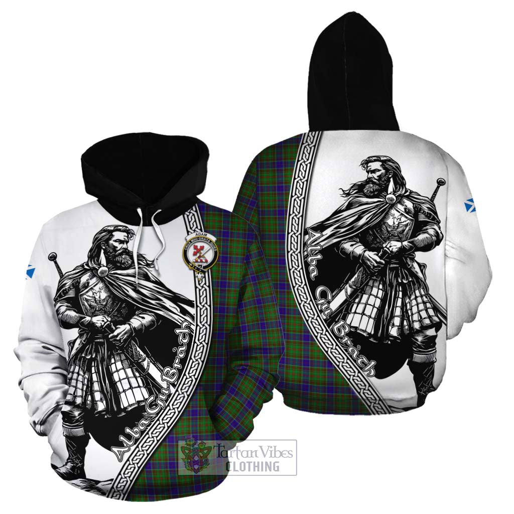 Tartan Vibes Clothing Adam Tartan Clan Crest Cotton Hoodie with Highlander Warrior Celtic Style