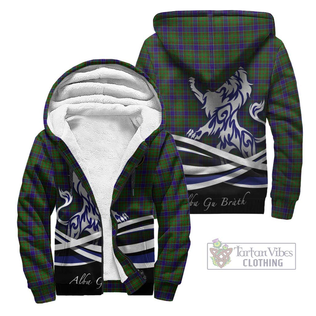 Adam Tartan Sherpa Hoodie with Alba Gu Brath Regal Lion Emblem Unisex - Tartanvibesclothing Shop