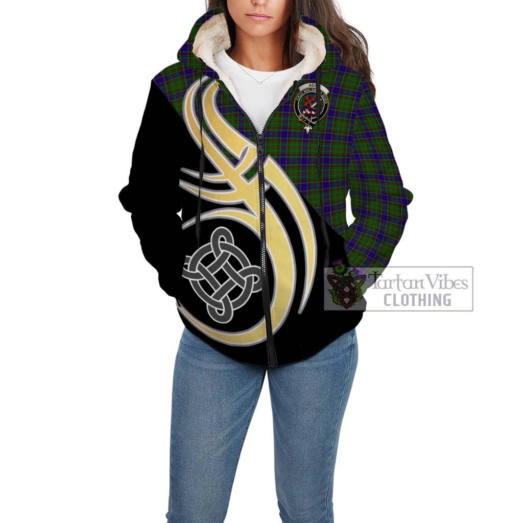 Adam Tartan Sherpa Hoodie with Family Crest and Celtic Symbol Style Unisex - Tartan Vibes Clothing