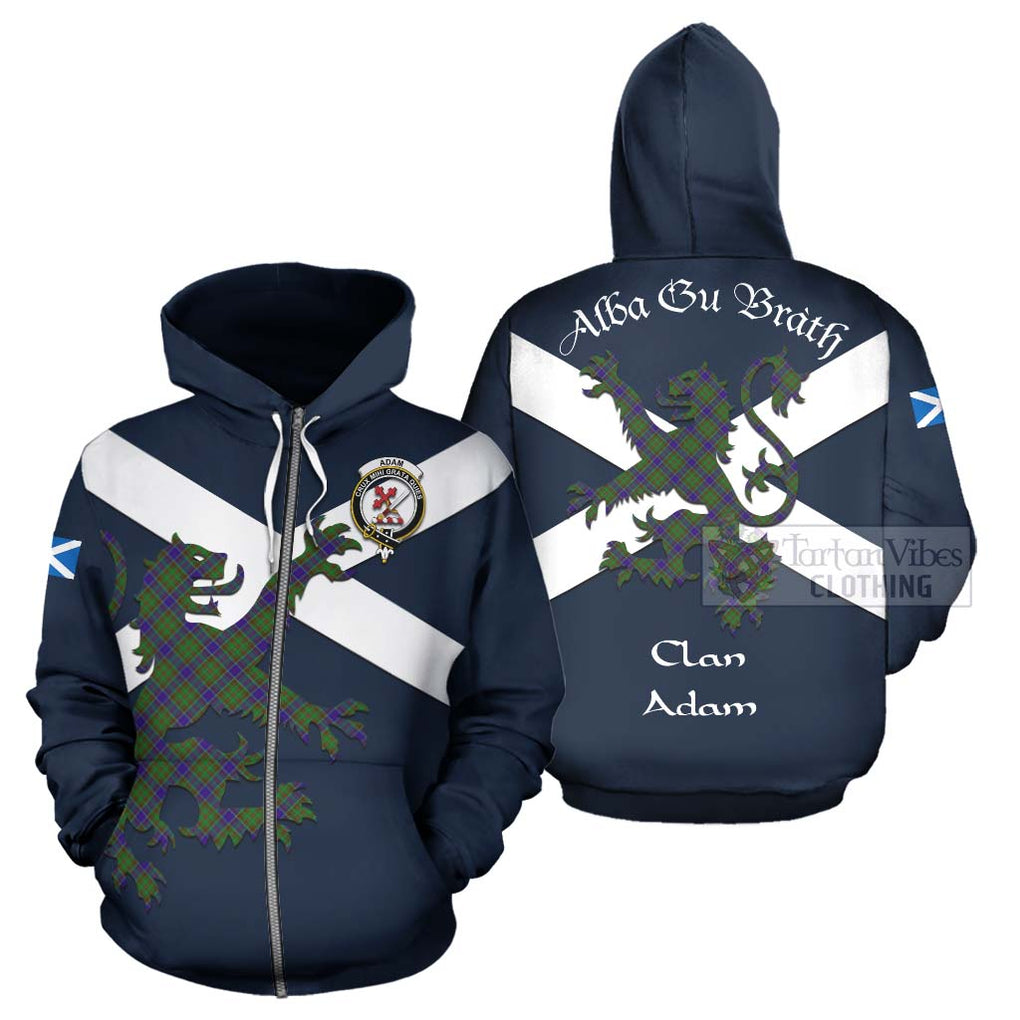 Tartan Vibes Clothing Adam Tartan Lion Rampant Hoodie – Proudly Display Your Heritage with Alba Gu Brath and Clan Name