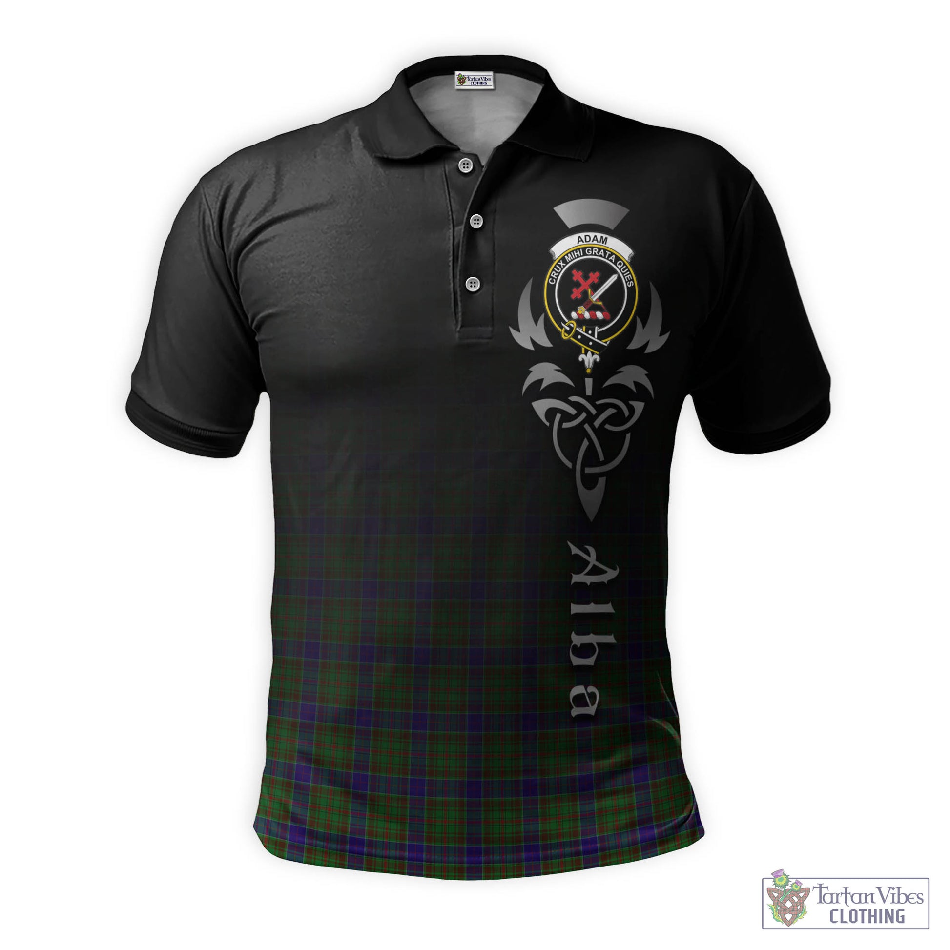 Tartan Vibes Clothing Adam Tartan Polo Shirt Featuring Alba Gu Brath Family Crest Celtic Inspired