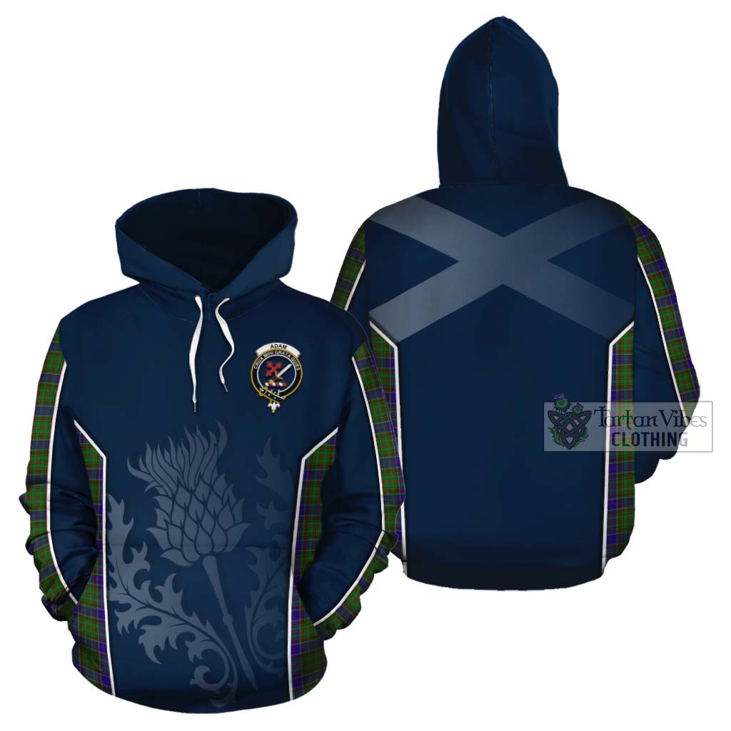 Tartan Vibes Clothing Adam Tartan Cotton Hoodie with Family Crest and Scottish Thistle Vibes Sport Style