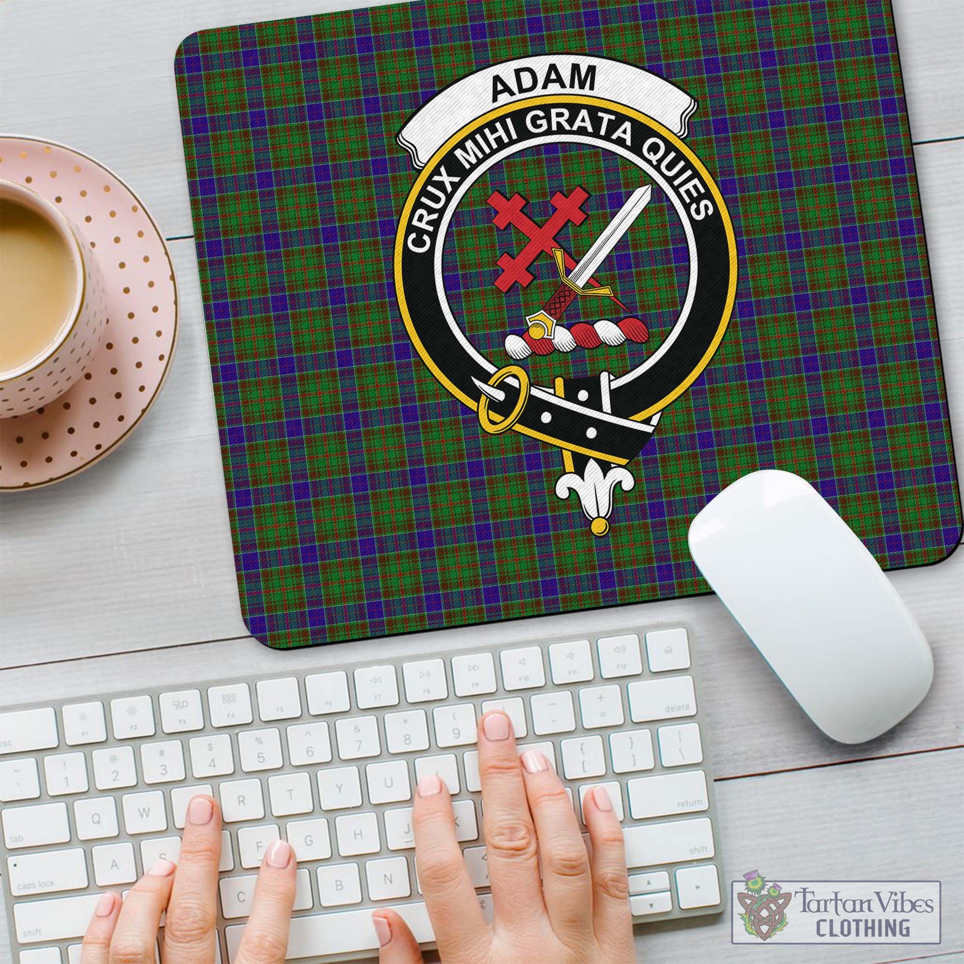 Tartan Vibes Clothing Adam Tartan Mouse Pad with Family Crest