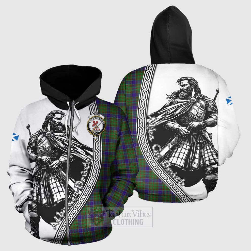 Tartan Vibes Clothing Adam Tartan Clan Crest Hoodie with Highlander Warrior Celtic Style