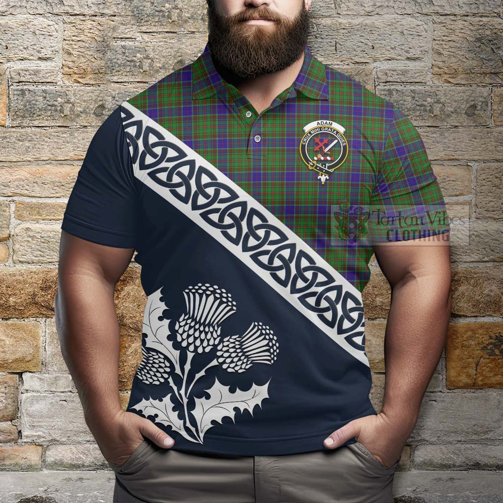 Adam Tartan Polo Shirt Featuring Thistle and Scotland Map