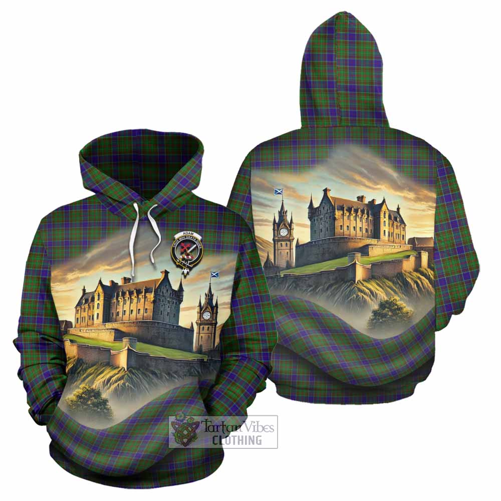 Adam Tartan Family Crest Hoodie with Scottish Ancient Castle Style - Tartan Vibes Clothing