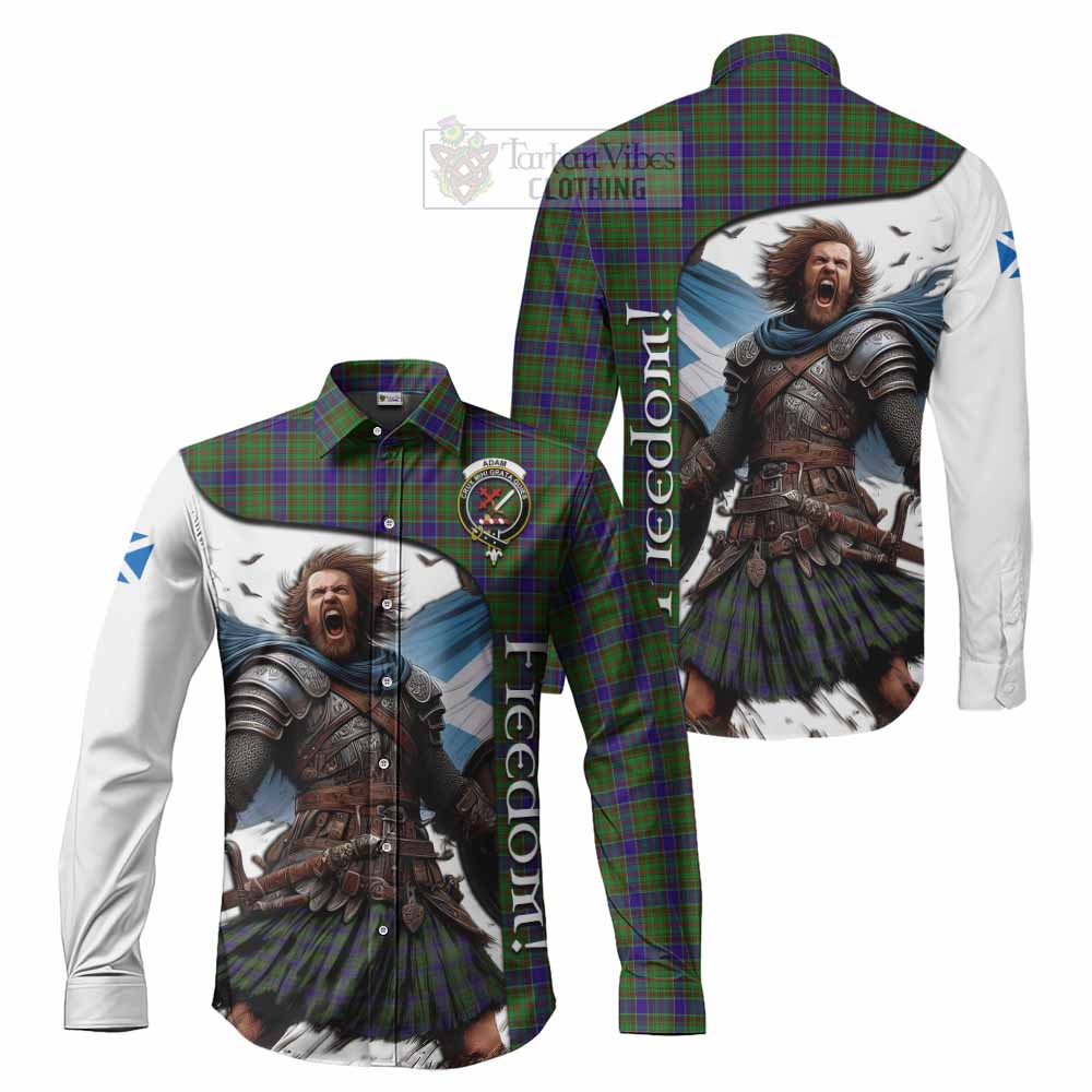 Tartan Vibes Clothing Adam Crest Tartan Long Sleeve Button Shirt Inspired by the Freedom of Scottish Warrior