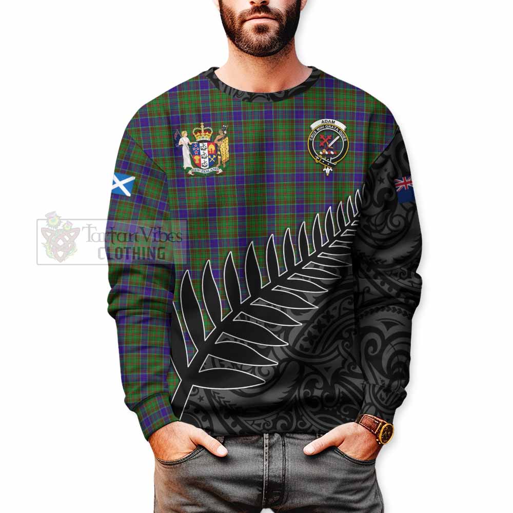 Tartan Vibes Clothing Adam Crest Tartan Sweatshirt with New Zealand Silver Fern Half Style