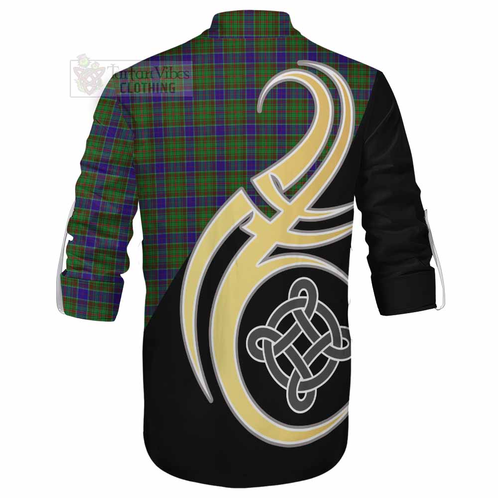 Tartan Vibes Clothing Adam Tartan Ghillie Kilt Shirt with Family Crest and Celtic Symbol Style